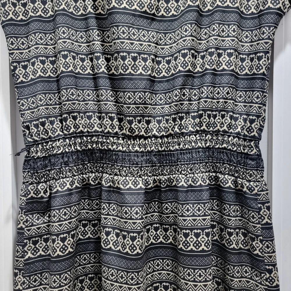 Allen B Pattern Shirt Dress with Smocked Waist - Picture 11 of 15
